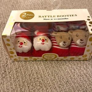 2 pairs of Christmas rattle booties.